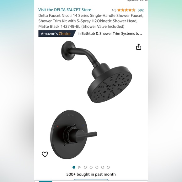 Modern Delta Shower Faucet Matte Black Single-Handle Nicoli 14 series